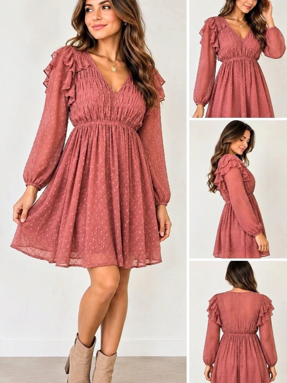 Zara Ruffled Mini Dress in Pink Size Medium